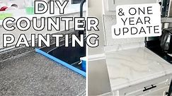 DIY Kitchen Counter Makeover & ONE YEAR Update | How to Paint Countertops | Paint Marble & Epoxy