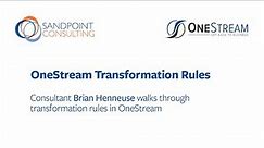 OneStream Transformation Rules