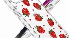 OOZ Crystal Phone Case for iPhone 14 Plus(2022) 6.7", Cute Clear Protective Cover,Cute Red Strawberry Pattern Soft Shockproof Clear Phone Protective Case Cover for Women Girls