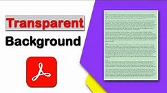 How to make a transparent background in pdf using Adobe Acrobat Pro DC