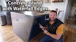 DIY Concrete Counter Island with Waterfall Edges - ( Concrete Overlay )