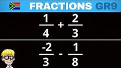 Common Fractions Grade 9: addition and subtraction