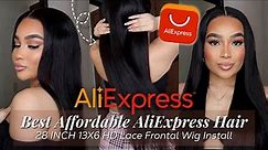 BEST AFFORDABLE ALIEXPRESS HAIR | STRAIGHT 28 INCH 13X6 HD LACE FRONTAL WIG INSTALL FT CYNOSURE HAIR