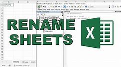Rename multiple sheets at once to match cell values in excel