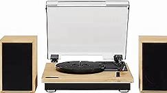 Crosley CR6043A-NA Brio Bluetooth Turntable Shelf System with Included Speakers, Natural