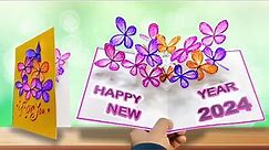 DIY Happy New year card 2024 / How to make new year greeting card / DIY New year card making easy
