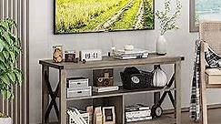 JAXSUNNY 47 Inch Farmhouse TV Stand for TV up to 55 inch, Entertainment Center with 3 Tier Shelves, TV Media Console Table for Living Room, Entryway, Hallway, Grey