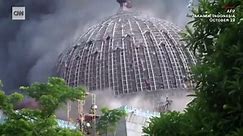 Video: Giant dome engulfed in fire collapses at Indonesia mosque