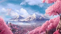 Anime Style Mountains Cherry Blossoms Great Stock Footage Video (100% Royalty-free) 1111801803 | Shutterstock