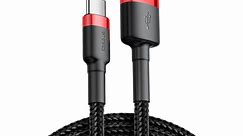 Baseus cafule USB C Cable 10ft USB A to Type C Nylon Braided Phone Charger Cord for Samsung Galaxy S23 Google Pixel Black&Red - Single Pack