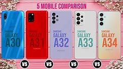 Samsung A30 VS Samsung Galaxy A31 Samsung Galaxy A32 VS Samsung Galaxy A33 VS Samsung Galaxy A34