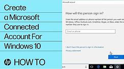 Create a Microsoft Connected Account For Windows 10 | HP Computers | HP Support