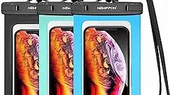 newppon Waterproof Cell Phone Pouch : 3 Pack Underwater Dry Bag Case Lanyard - Water Proof Clear Holder Protector for iPhone 15 14 13 Pro Max Plus Samsung Galaxy S23 S22 Ultra Note for Beach Swimming