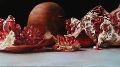 Victoria Novak's "Broken Hearts" – Exquisite Pomegranate Oil Painting – Classic Still Life