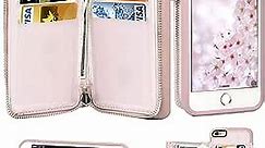 LAMEEKU iPhone 6S Plus Wallet Case, iPhone 6 Plus Card Holder Case, Leather Cases with Protective Credit Card Slot Zipper Pocket Wallet Back Flip for Apple iPhone 6S Plus / 6 Plus 5.5" - Rose Gold