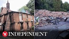Footage shows Crooked House being demolished two days after fire broke out