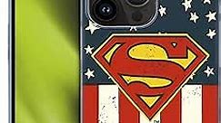 Head Case Designs Officially Licensed Superman DC Comics U.S. Flag Logos Hard Back Case Compatible with Apple iPhone 15 Pro Max