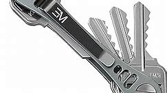 EM Key Holder Keychain for Men - Aircraft-Grade Aluminum Key Organizer up to 14 Keys, Car Keychain, Ring Holder, Keyring, Belt Key Holder, Minimalist Smart Key Chain - Grey Keybar