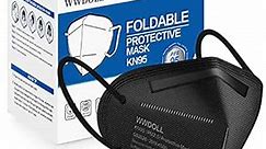 WWDOLL KN95 Face Masks 50 Pack, 5-Layer Breathable Disposable Respirator Mask for Adult Black