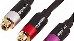Amazon Basics RCA Audio Cable, Y-Adapter Splitter, Gold-Plated Connectors, Color Coding, 12 Inches, Black