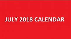 July 2018 Calendar Printable, Template, PDF, Holidays