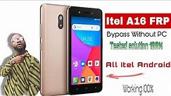 Itel A16 Frp Bypass Remove Itel A16 Lock Itel A16 plus Google Account Lock Tested 100%