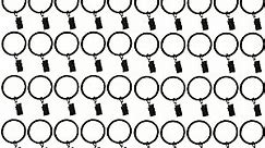 1.5-inch, Set of 40, Black - Metal Curtain Rings with Clips and Eyelets – (Drapery Clip Rings)
