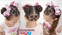 Penteado Infantil com Dois Coques ou Maria Chiquinha | Two Buns our Ponytails Hairstyle for Girls