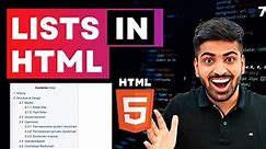 HTML Course Beginner to Advance | Lists in HTML | Web Development Course Lecture 7