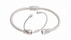 NOVICA Amethyst End Cap .925 Sterling Silver Spiral Hinged Cuff Bracelet 'Spiral Temple'