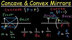 Concave Mirrors and Convex Mirrors Ray Diagram - Equations / Formulas & Practice Problems
