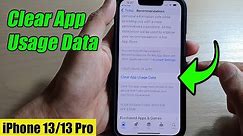 iPhone 13/13 Pro: How to Clear App Usage Data