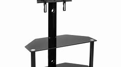 Mount-It! Floor Tv Stand with Swivel Mount and Tempered Glass Shelves, Fits 32" to Max 55" Tv's