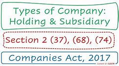Types of Company: Holding & Subsidiary | Companies Act, 2017 | Section 2 (37), (68), (74) | (CL027R)