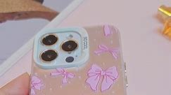 Jusy Coquette Bow Phone Case for iPhone 15 Pro Max, Cute Pink Ribbon Bow Aesthetic Case for Women Girls - Pink