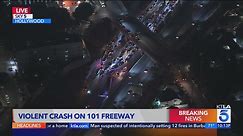 Crash on 101 Freeway in Hollywood backs traffic up for miles