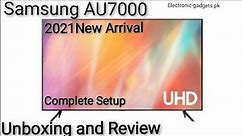 Samsung AU7000 | 2021 4K Smart TV Unboxing & Setup - First Impression sizes 50"|55"|65"