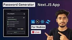 🔴 🚀 Live - Create Password Generator App With Next.Js, Tailwindcss, TypeScript & more 🔥