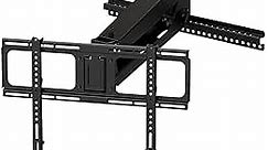 MantelMount MM340 Above Fireplace Pull Down TV Mount - with Patented auto-straightening, auto-stabilization, 2 Gas Pistons, Adjustable Motion Stops, Wire tabs & Safety Pull-Down Handles