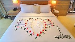 towel design for bed || romantic honeymoon decorating ideas || AR LOVE