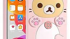 STSNano Kawaii Phone Case for iPhone XR 6.1'' 3D Cute Cartoon Bear Phone Case Fashion Cool Funny Bear Soft TPU Protective Case for iPhone XR Silicone Cover for Women Girls Kids PK