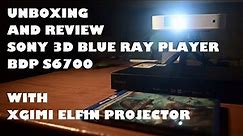 UNBOXING Sony BDP S6700 4k UHD Blueray 3D DVD Player | Setup and 3D movie Test Video on XGIMI Elfin