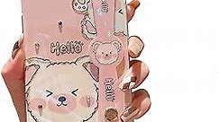 for iPhone 7 Plus Case, for iPhone 8 Plus Case Cute with Wrist Strap Kickstand Glitter Bling Cartoon IMD Soft TPU Shockproof Protective Cases Cover for Girls and Women - Pink Bear