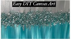 Bling Canvas Painting with Crushed Glass and Glitter / Turquoise / Teal / DIY