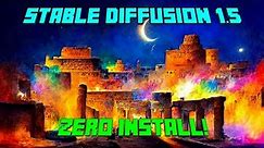 Zero Install Stable Diffusion 1.5 NO GPU NEEDED!