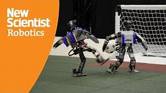Watch agile mini humanoid robots showing off their football skills
