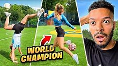 FOOTBALL CHALLENGES WITH FEMALE FREESTYLE WORLD CHAMPION FT. LIA LEWIS 😱🤩