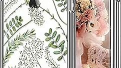 ICEDIO iPhone 8 Plus Case,iPhone 7 Plus Case with Screen Protector,Clear Cover with Green Leaves Floral Flower Patterns for Girls Women,Shockproof Protective Phone Case for iPhone 8 Plus/7 Plus