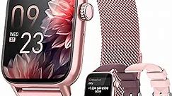 Smart Watch, 1.85" HD Samrt Watches for Women, Fitness Tracker Watch with Blood Pressure/Heart Rate/Sleep Monitor, Bluetooth 5.3 Smart Watch for Android/iOS Phones, IP68 Waterproof Sport Watch (Pink)