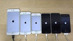 iPhone 6 Plus vs. 6 vs. 5S vs. 5C vs. 5 vs. 4S iOS 8.1.3 - Which Is Faster? (4K)